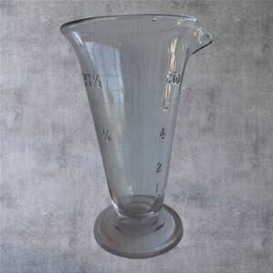 Antique 8 oz Glass Conical Graduate Beaker Apothecary Measuring Cup Spout Footed